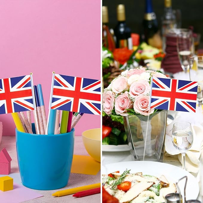 UK Flag British Flag, Small Mini Handheld UK Flags on Stick - Image 5