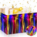 3 Pack 29 x108 Inch Rainbow Foil Fringe Table Skirts Metallic Banner by Mebiornt