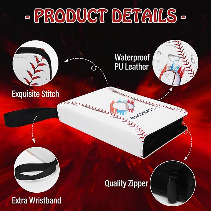 Baseball Card Binder, Trading Card Binder 4 Pocket, 400 Pockets Card Holder - Image 3