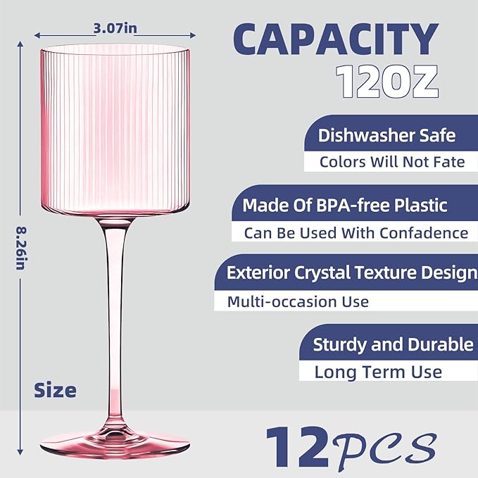 Plastic Goblets Wine Glasses - 12Oz Acrylic Wine Glasses Origami Unbreakable - Image 2