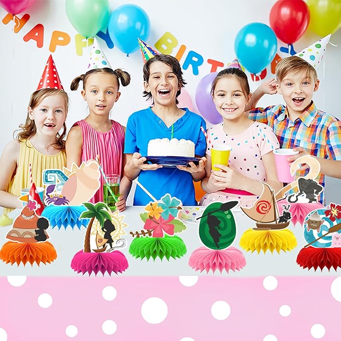 8Pcs Tropical Hawaiian Birthday Party Supplies, Tropical Luau Summer Honeycomb - Image 2