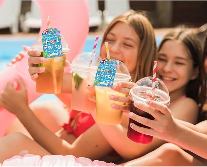 50pcs Pool Party Thank You Tags, Summer Beach Themed Gift Tags - Image 6