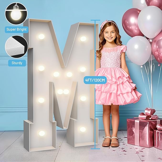 4FT Marquee Light Up Letters M, Party Decoration Large Marquee Light Up Letters - Image 3