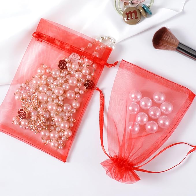 Hopttreely 50pcs Organza Gift Bags, 4x6inch Wedding Favor Bags - Image 3