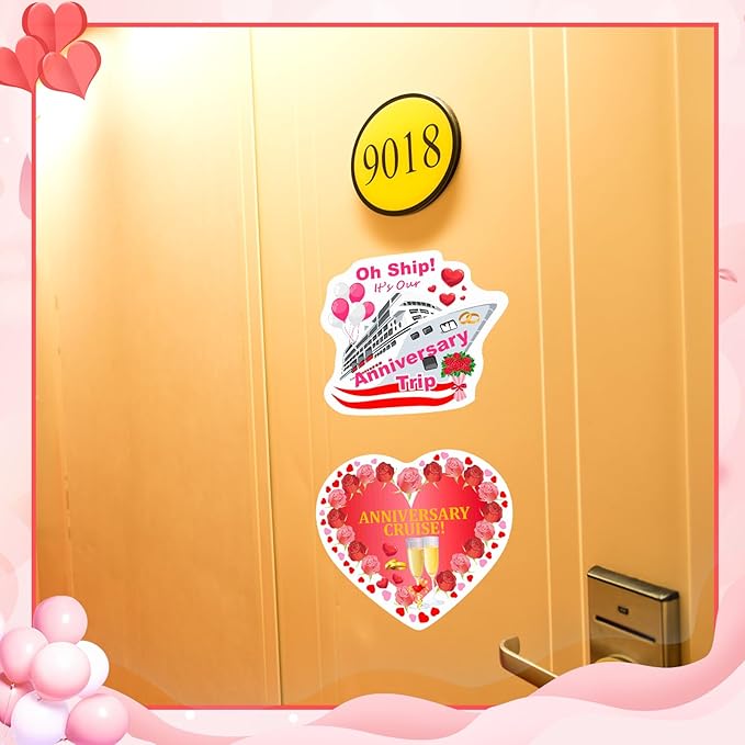 Hoteam 4 Pcs Anniversary Cruise Door Decorations Magnetic Large Happy - Image 3