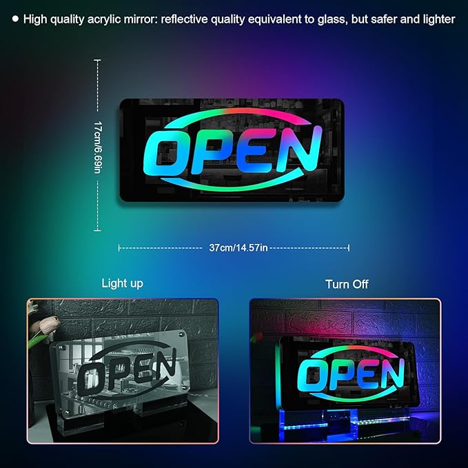 Ineonlife Open Neon Sign Square Mirrored Colorful LED lights - Image 5