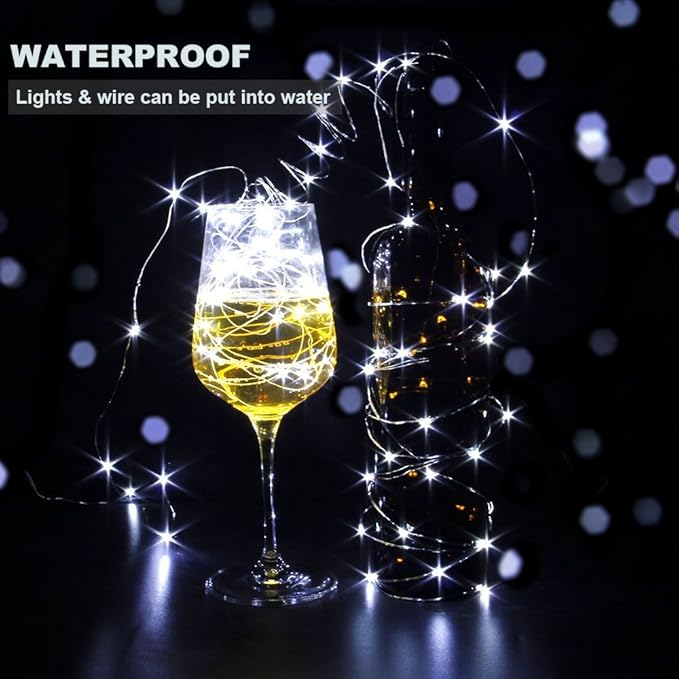 CYLAPEX 6 Pack Cool White Fairy String Lights Battery Operated Fairy Lights - Image 2