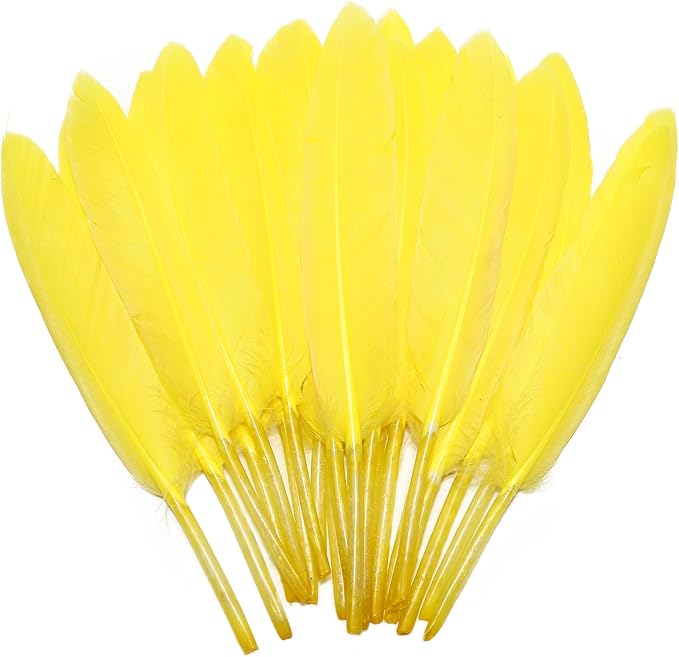 FeelfunFeather 120pcs Yellow Goose Cochettes Feather Natural Bulk 4-6 inch by FeelFunFeather