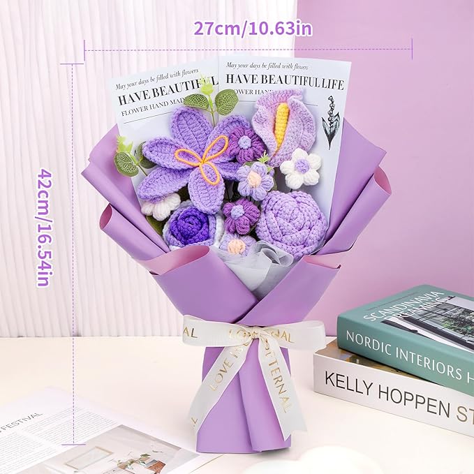 Crochet Flowers Bouquet, Handmade Knitting Crochet Flowers, Tulips Flower and - Image 6