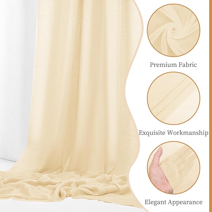 4 Panels Ivory Wedding Arch Draping Fabric Cheesecloth Fabric 35" x20FT Gauze - Image 3