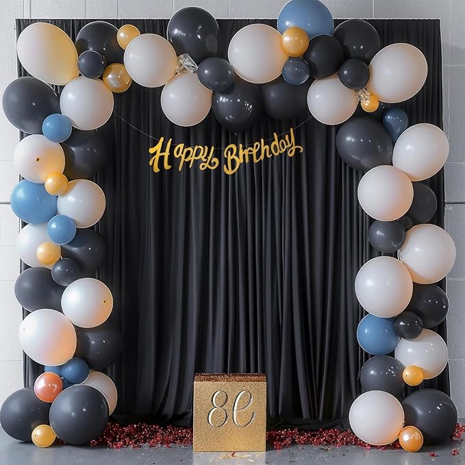 10ft×9ft Black Backdrop Curtain, Wrinkle Free Thick Polyester Drapes - Image 2