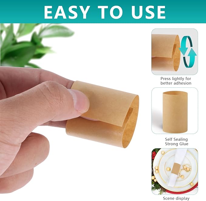 Paper Napkin Bands, Napkin Rings Self Adhesive - Image 3