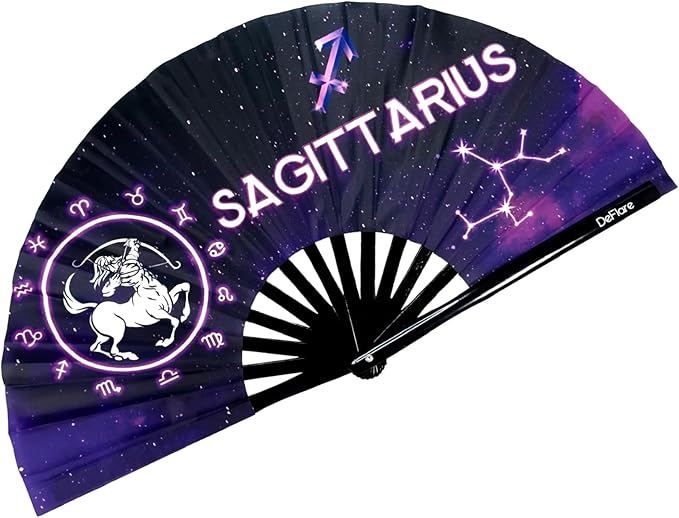 DeFlare | Cosmic Zodiac Rave Fan | Zodiac Sign Hand Fan | Astrology Rave Fan | by DeFlare-RaveFestivalFans
