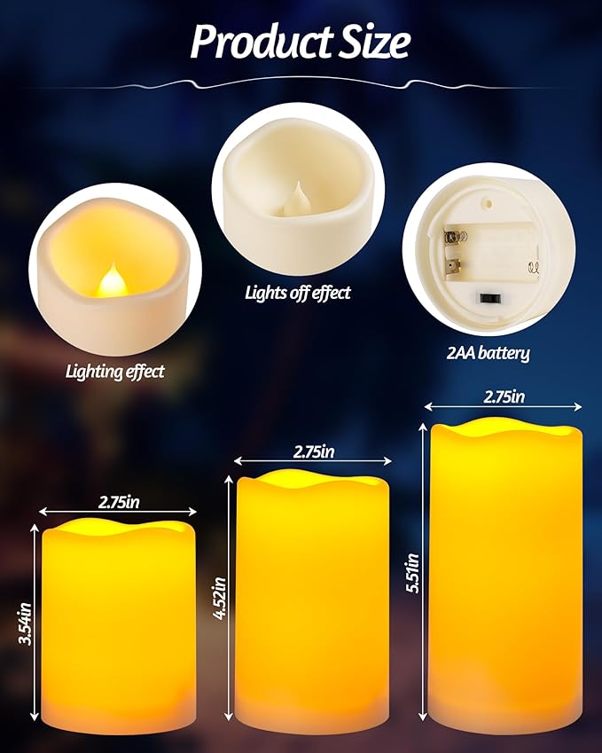 Da by Flameless Candles Battery Operated Candles LED Outdoor Waterproof Candles - Image 2