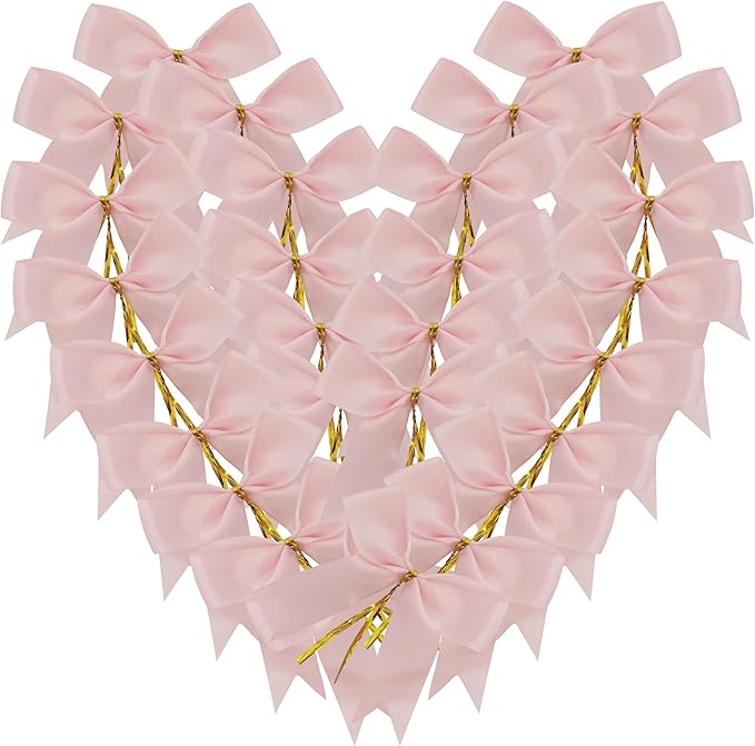 50pcs 3.5" Double Face Satin Pink Bows by Micomon