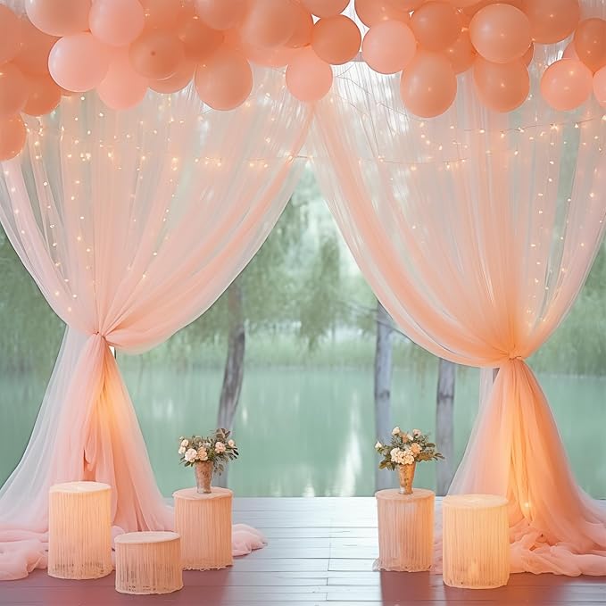 20×10ft Peach Tulle Backdrop Curtain - Image 3