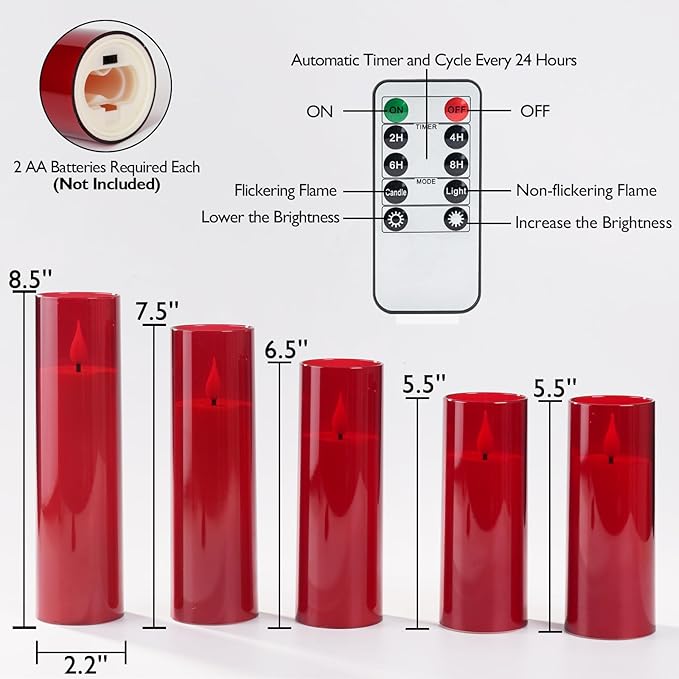 Amagic Red Flameless Candles - Image 6
