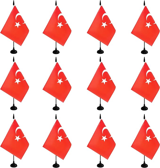 Turkey Desk Flag, 12 Pack Turkish Table Office Flag by Unknown