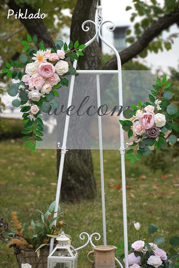 Faux Flower Swag Set of 2 for Wedding Welcome Signs Floral Swag Wedding - Image 4
