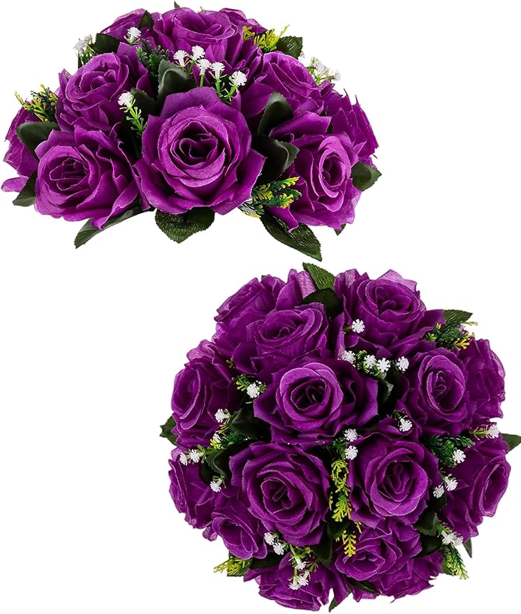 BLOSMON Flower Balls Wedding Rose Centerpieces: 2 Pcs Fake Flowers by Blosmon