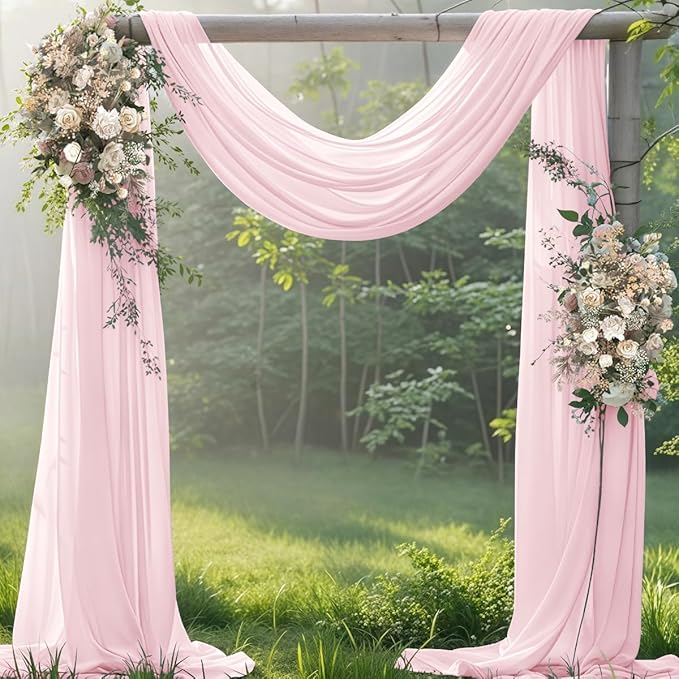Blush Pink Wedding Arch Draping Fabric 1 Panel 29" × 20FT Sheer Drapes Outdoor by Jimtx