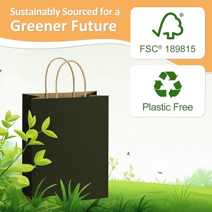 BagDream 50Pcs Gift Bags 8x4.25x10.5 Inches Kraft Paper Gift Bags - Image 7