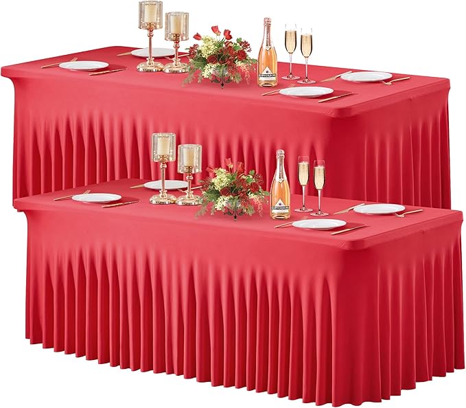2 Pack Red Spandex Table Clothes by WishCare