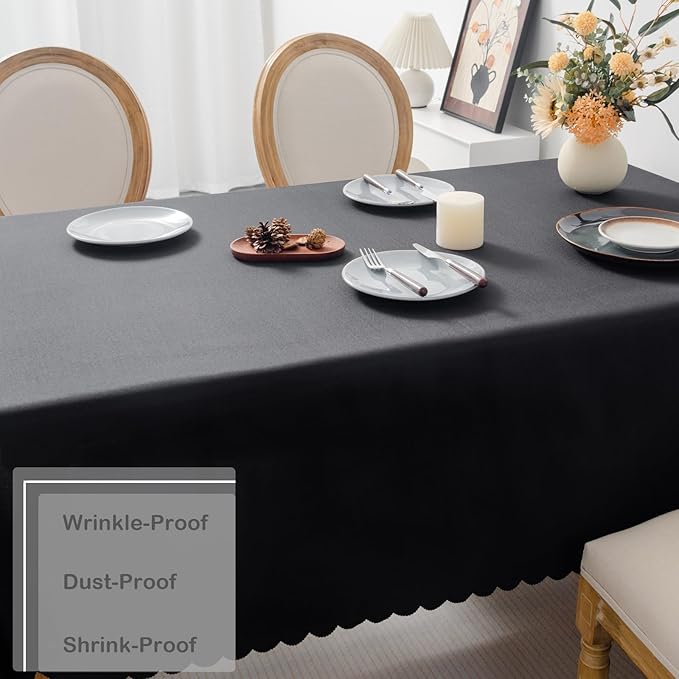 Oval Black Tablecloth 60 x 84 Inch Polyester Fabric Washable Table Cloth - Image 5