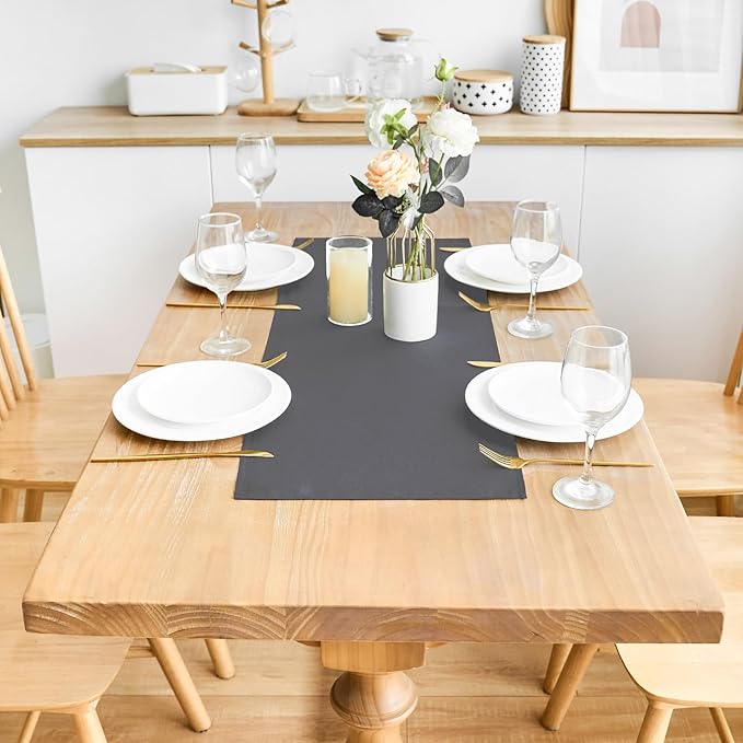 2 Pack Grey Small Short Table Runner 12 x 24 Inch Solid Color Runners Coffee - Image 3
