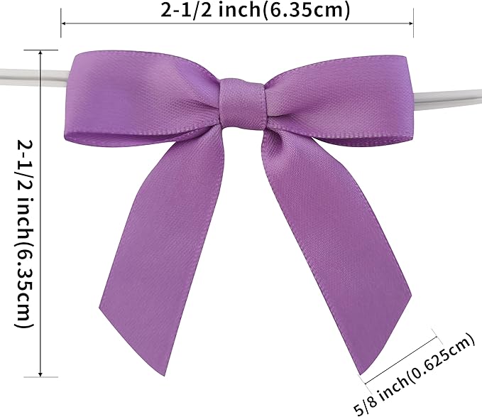 50pcs 2-1/2" Purple Satin Ribbon Bows - Image 3