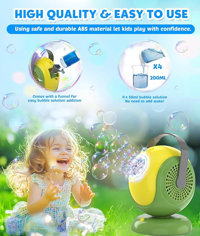Bubble Machine, Automatic Bubbles Blower, 360° Rotation, 75° Adjustment - Image 4