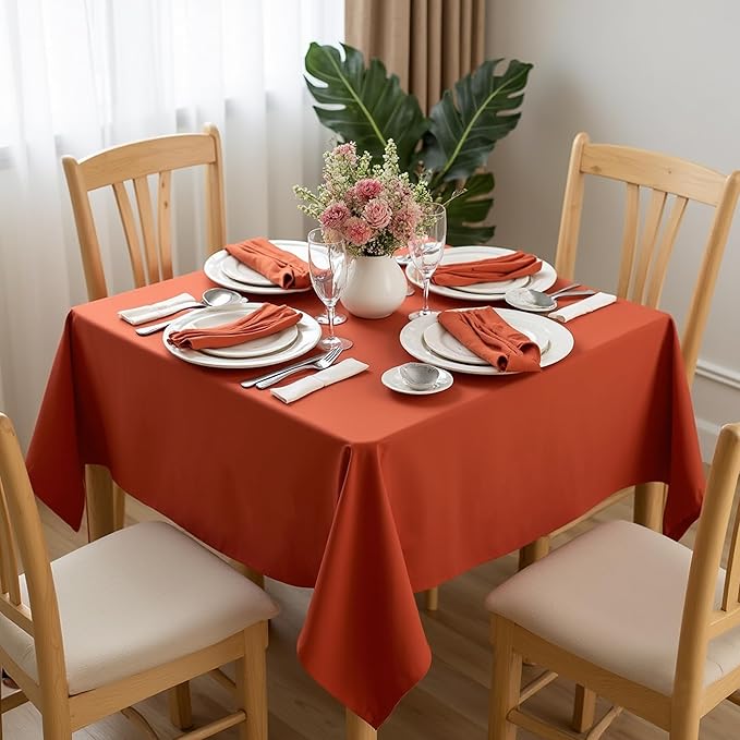 sancua Square Tablecloths 85x85 Inch Rust - Image 2