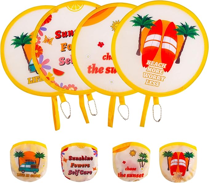 4 Styles Summer Beach Round Foldable Hand Fan Japanese Foldable Fan Style by JYSILIYH