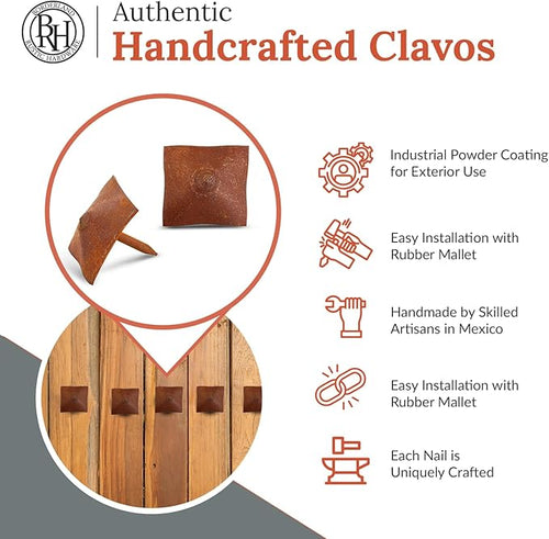 100 Pack 1" Square Head Iron Clavos Decorative Nails – Rusted – Handmade Rustic - Image 2