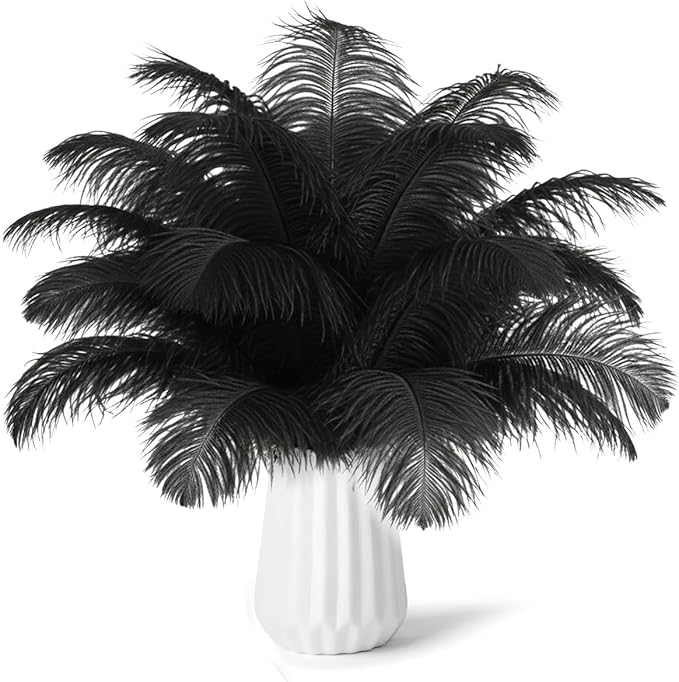 NEWONG 30pcs Black Ostrich Feathers Natural Bulk 11-14inch Vase Craft Wedding by NEWONG