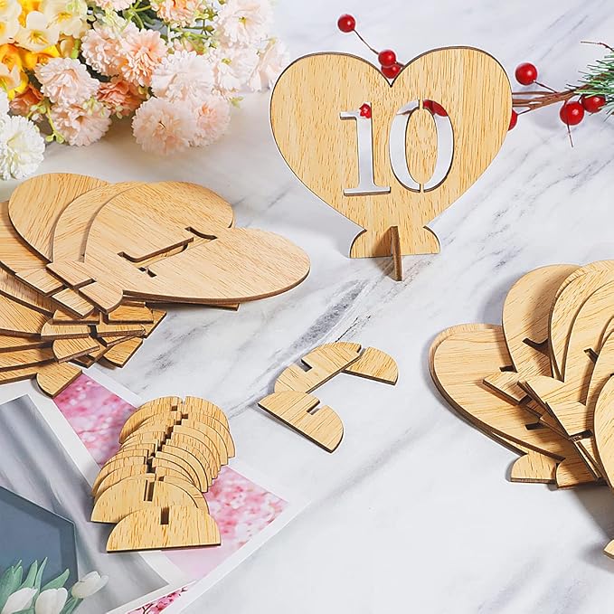 Heart Shape Wooden Table Numbers 1-20 - Image 4