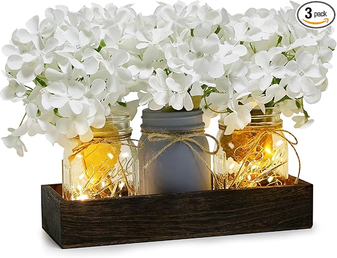 Mason Jar Lights Centerpiece Table Decor by Nagobi