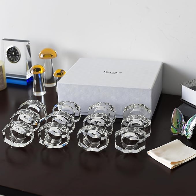 Crystal Napkin Rings, Elegant Table Decor Holders - Image 3