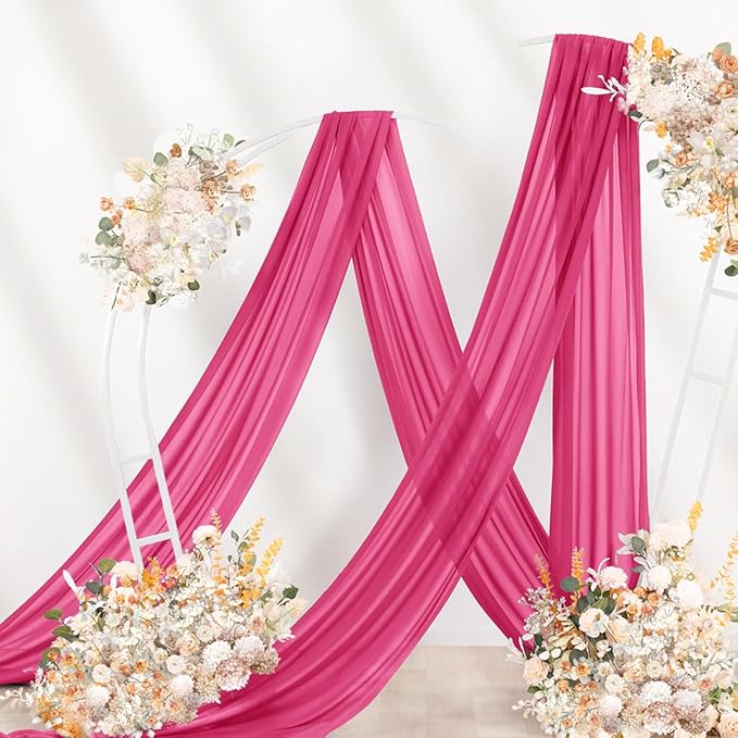 Hot Pink Wedding Arch Draping Fabric 2 Panels 29" x 20 FT Wedding Drapes - Image 7