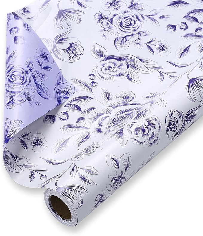 WRAPAHOLIC Jumbo Reversible Floral Wrapping Paper Roll - Image 2