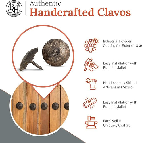 10 Pack 1.25" Round Head Iron Clavos Decorative Nails – Unfinished – Handmade - Image 2