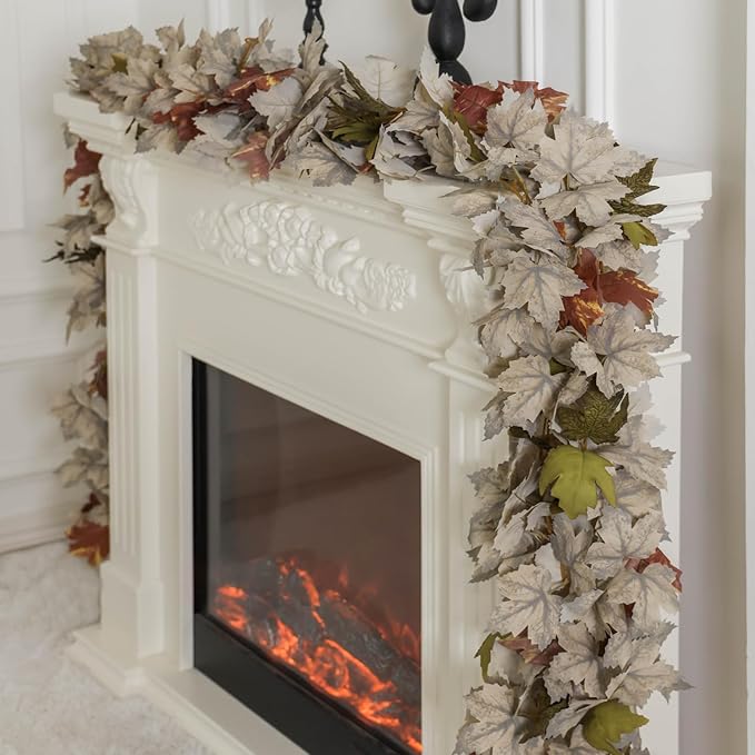 PARTY JOY 6PCS Leaf Garland, 5.6Ft Halloween Garland Artificial Maple Leaf - Image 4
