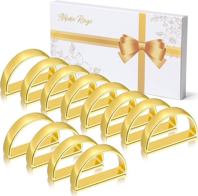 KPOSIYA Napkin Rings Set of 12, Metal Gold Napkin Rings Bulk by KPOSIYA