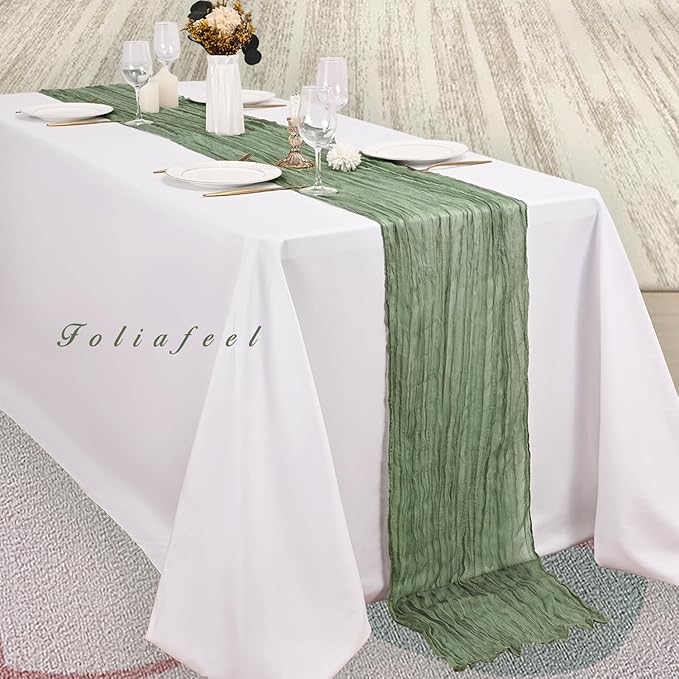 12 Pack Sage Green Cheesecloth Table Runner 10FT Rustic Gauze Fabric Cheese - Image 4
