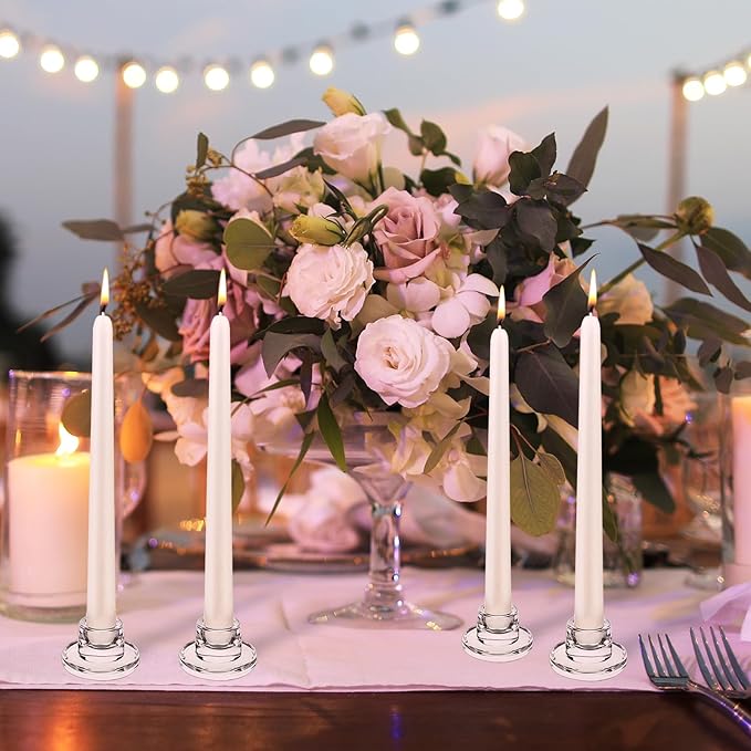24 PCS Glass Taper Candle Holders Bulk Candlestick Holders Clear Short Tapered - Image 4