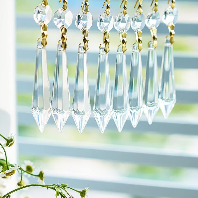 H&D 15pcs Large Clear Crystal Chandelier 60mm Icicle U-Drop Prisms Lamp Parts - Image 3