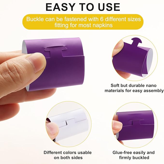 Polymer Material Reusable Napkin Band, Glue-Free Tear-Proof Water Resistant - Image 6
