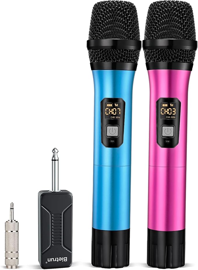 Wireless Microphone, Bietrun UHF Metal Dual Handheld Cordless Dynamic Mic System by Bietrun