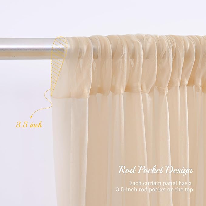 10x10ft Champagne Tulle Backdrop Curtain - Image 4