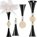 VIJIV Black Tall Crystal Flower Vases by VIJIV